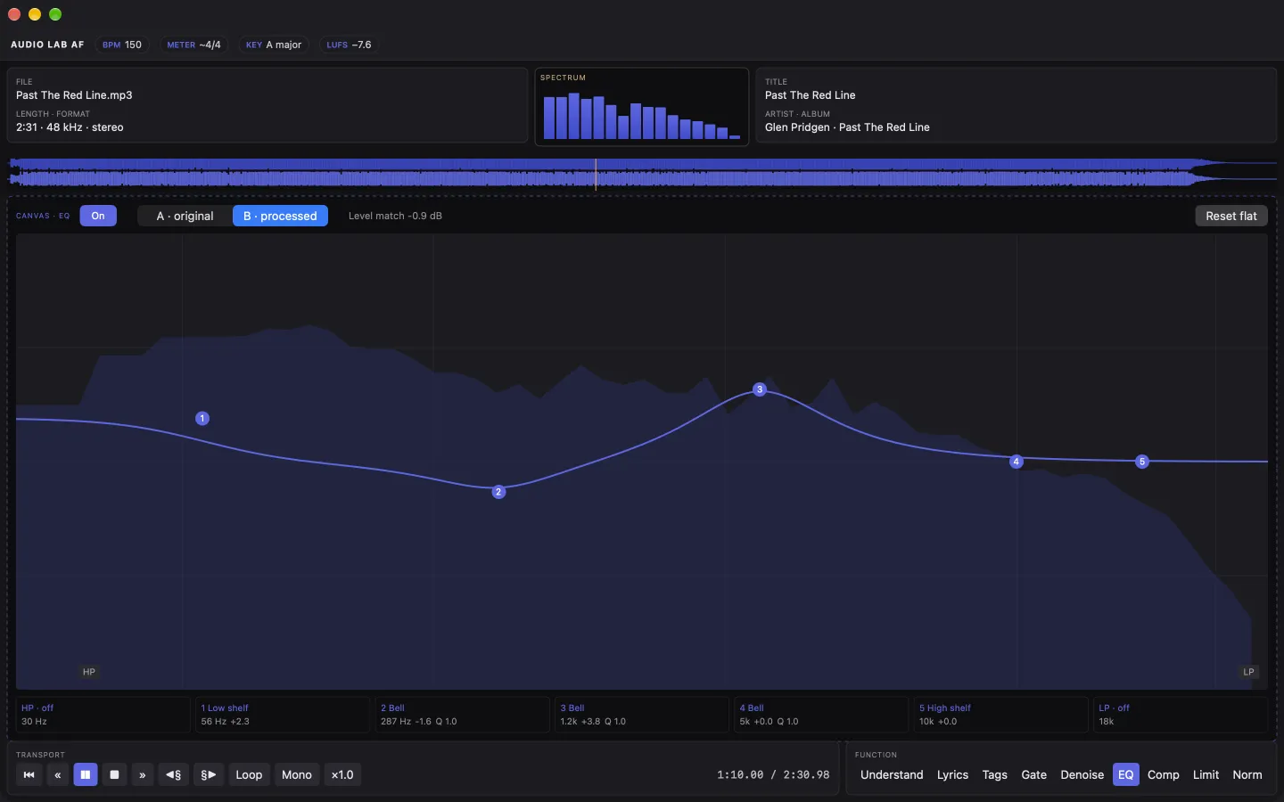EQ canvas with three bands